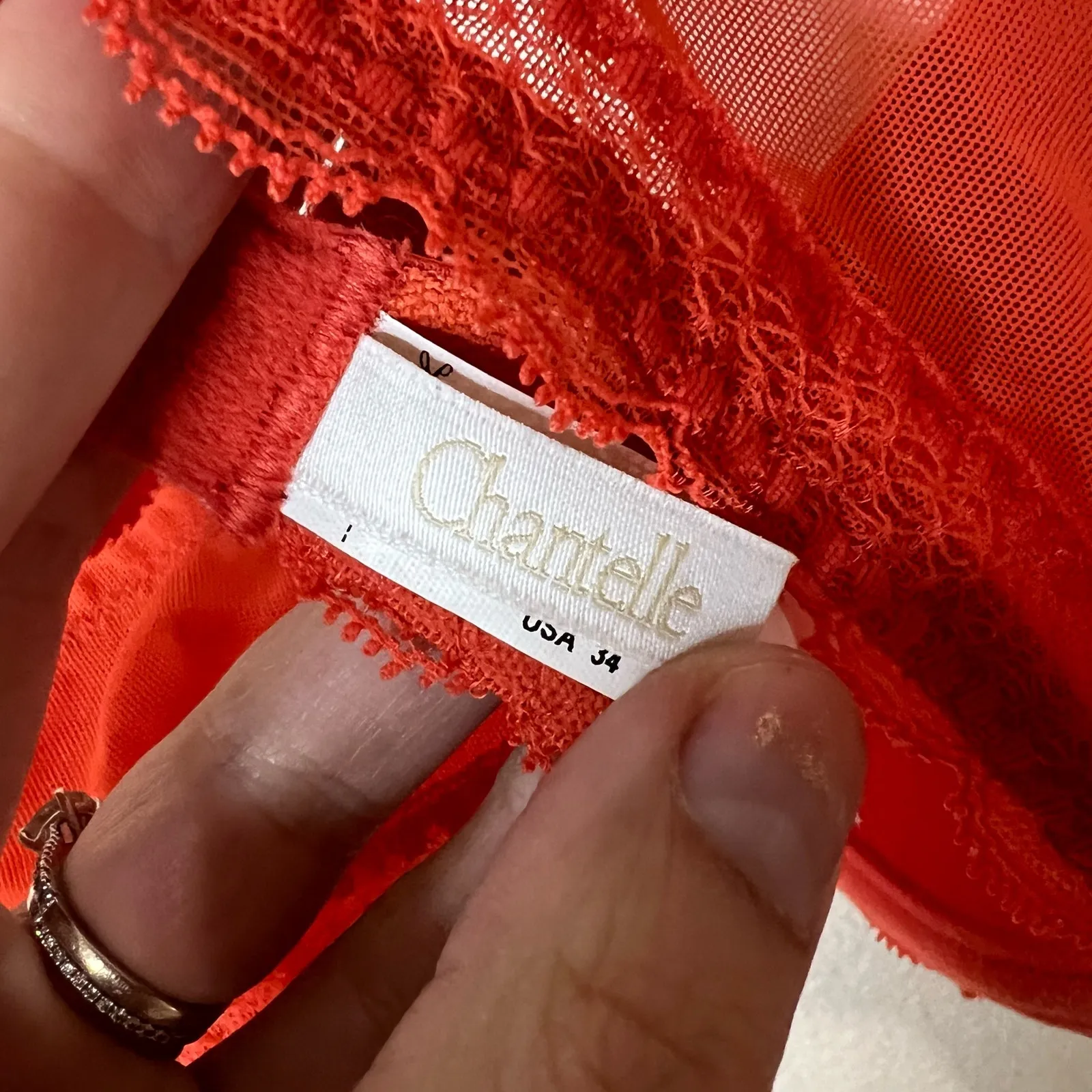 Chantelle 3585 orange lace C Chic Sexy Spacer Foam T-Shirt Bra 34C - Image 5