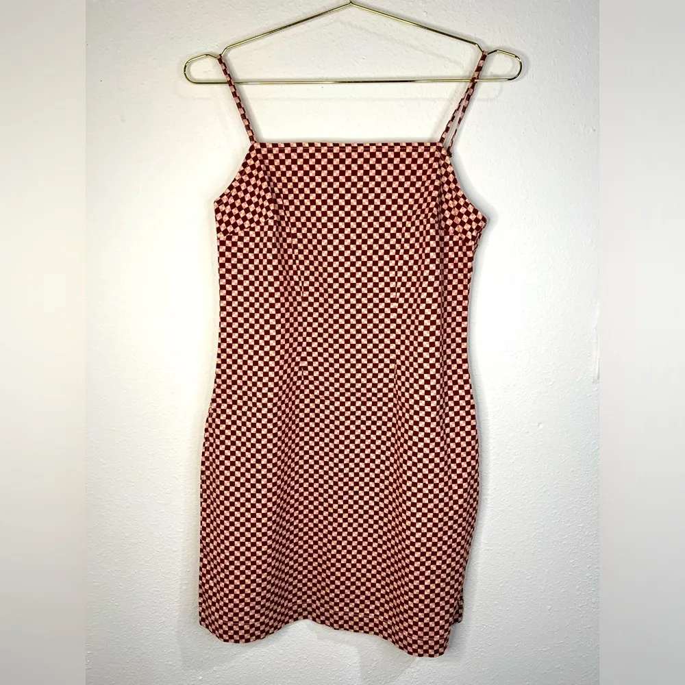 levis dress women small Y2K Streetwear Checkered Print Strappy Dress Size Medium - Image 2