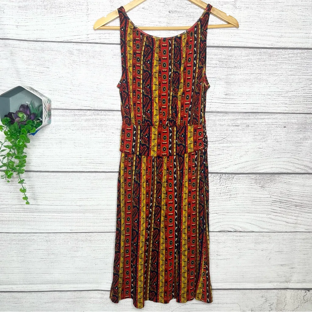 Lucky Brand Ruched Waist Summer Nights Jordana Dress Size Small Red Multi Boho - Image 8