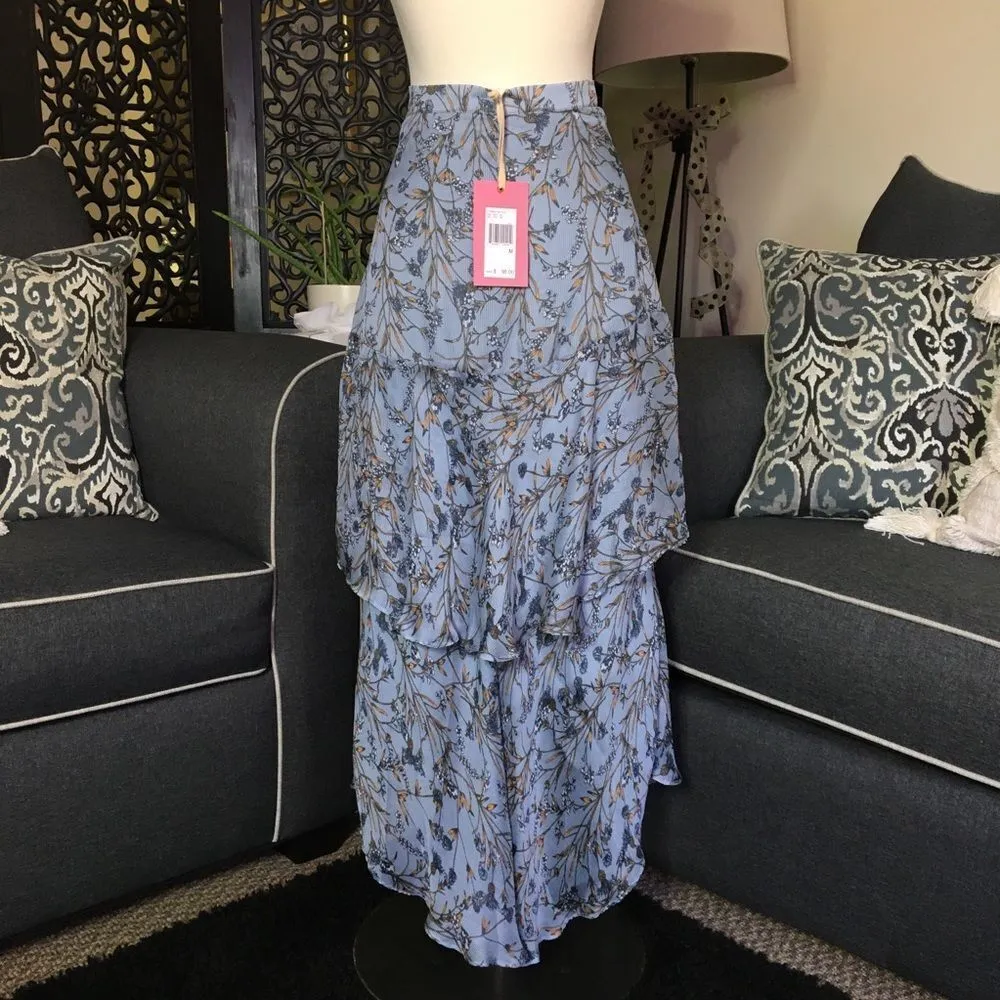 Chelsea & Violet Floral Light Blue Ruffle Tiered Skirt - Image 2