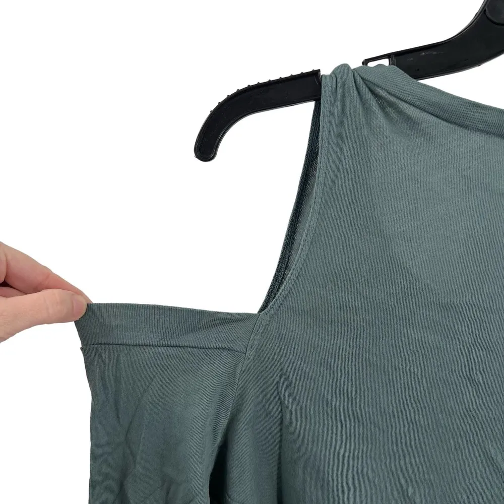 Michael Lauren Green Ox Long Sleeve Open Shoulder Top Size Small New - Image 3