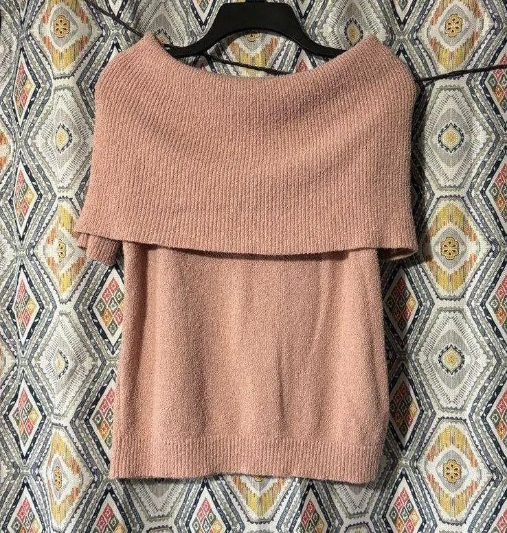 off the shoulder fold over sweater - Image 2