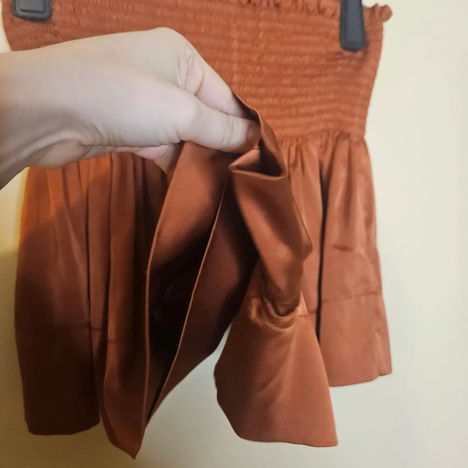 Natural Life Xs / S Extra Small Satin Skort Ribbed Shiny Terra Cotta Bronze - Image 4