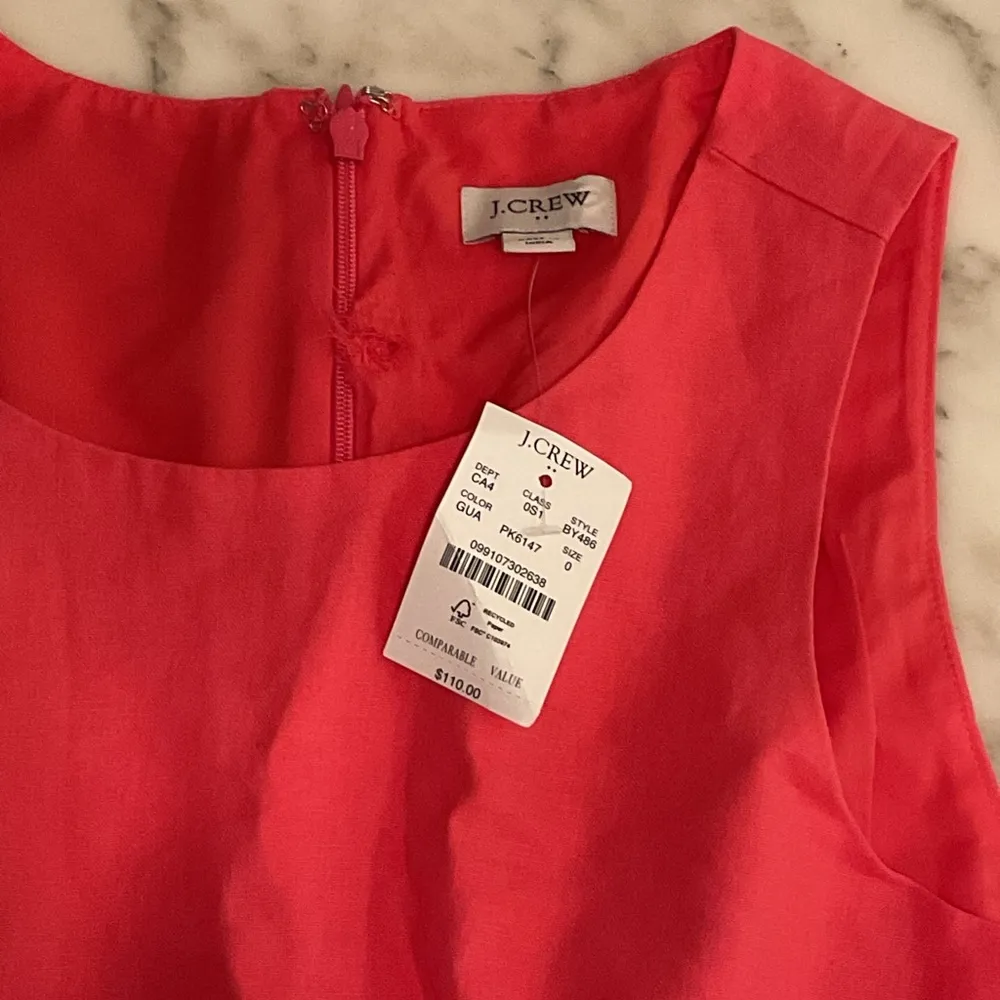 NWT J Crew Basketweave scallop-edge dress Sz 0 lining ripped - Image 4