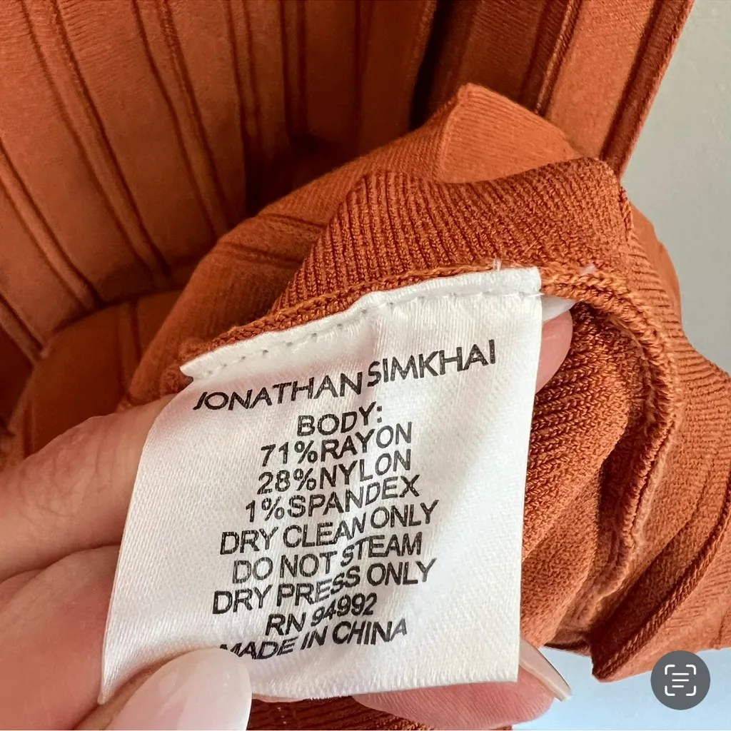 NWT JONATHAN SIMKHAI Ira Pleated Midi Skirt in Tobacco Orange Size XS - Image 7