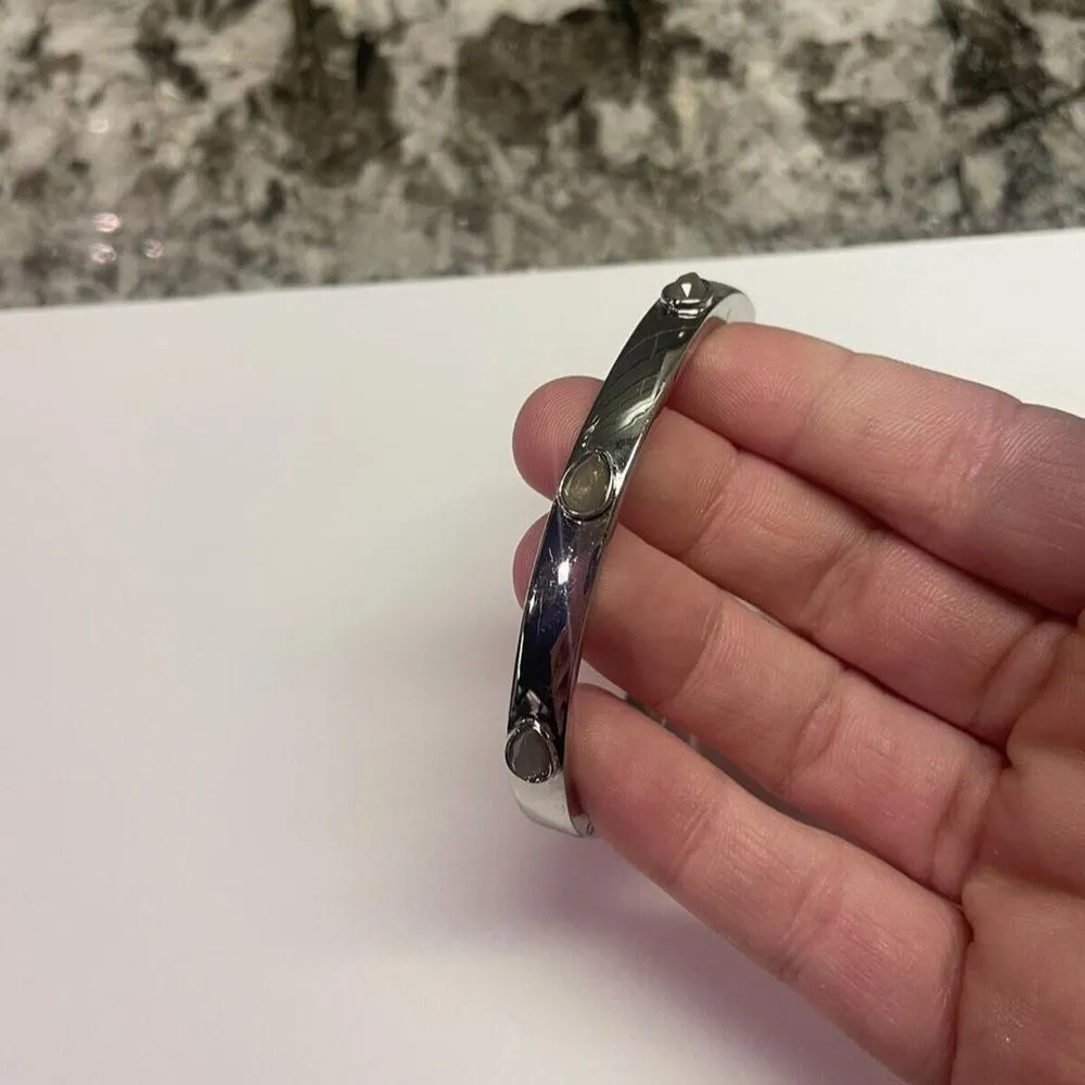 Signed LOFT Outlet Costume Silver Tone Bangle Bracelet Rhinestone - Image 12