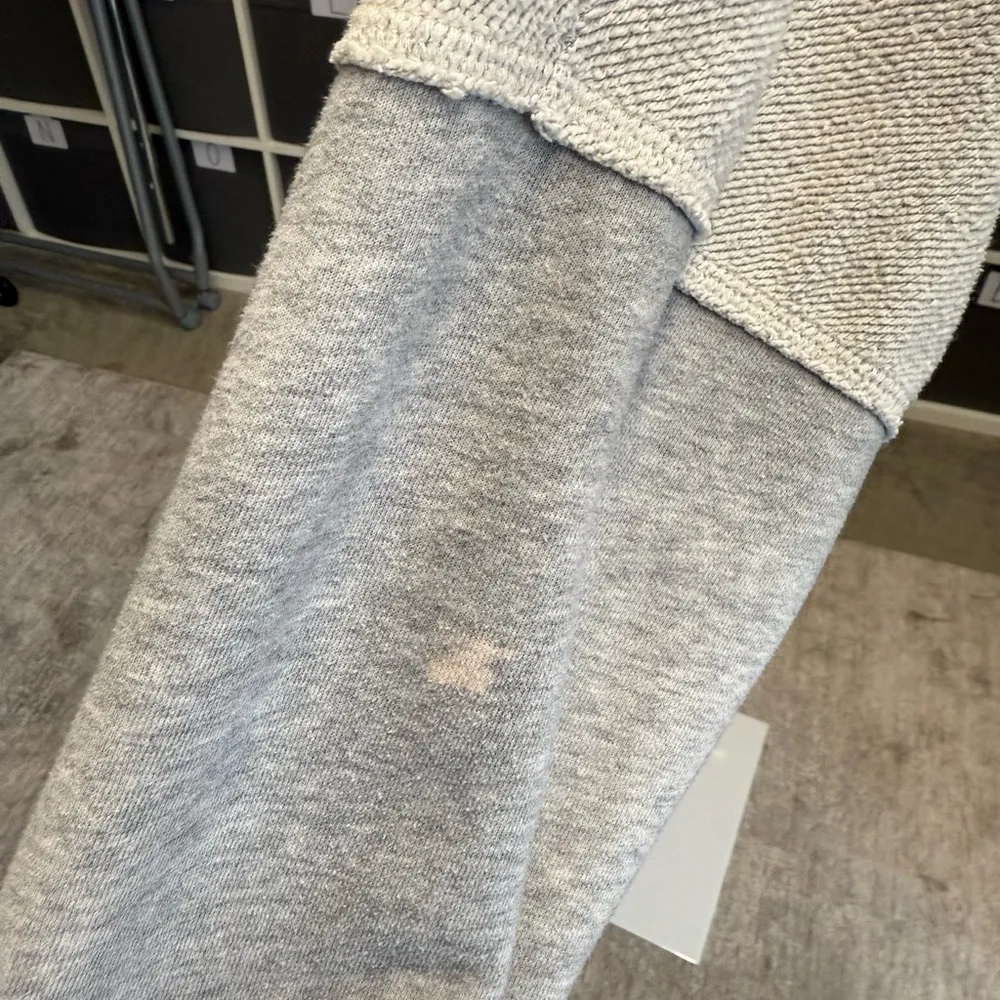 Abercrombie and Fitch Soft A&F Collection Gray and Cream Split Neck Hoodie - Image 6