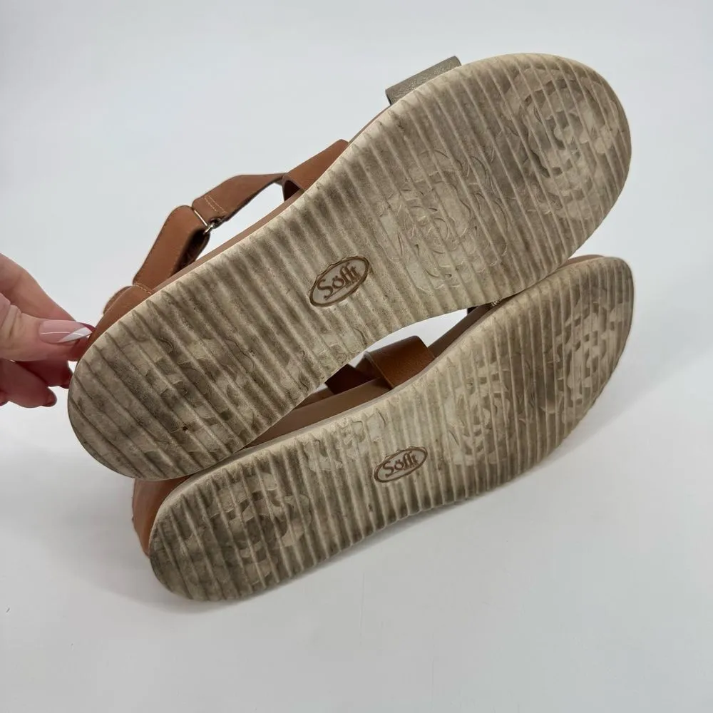 Sofft Womens Fiora‎ Sandal Brown Gold Leather Caged Gladiator Flat Shoe Sz 11 Tan - Image 7