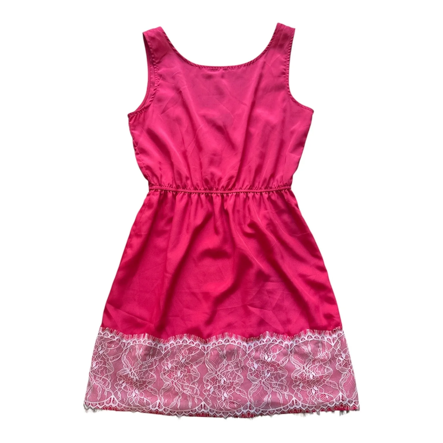 AQUA Pink Lace Trim Fit Flare Dress Women Size Medium - Image 2