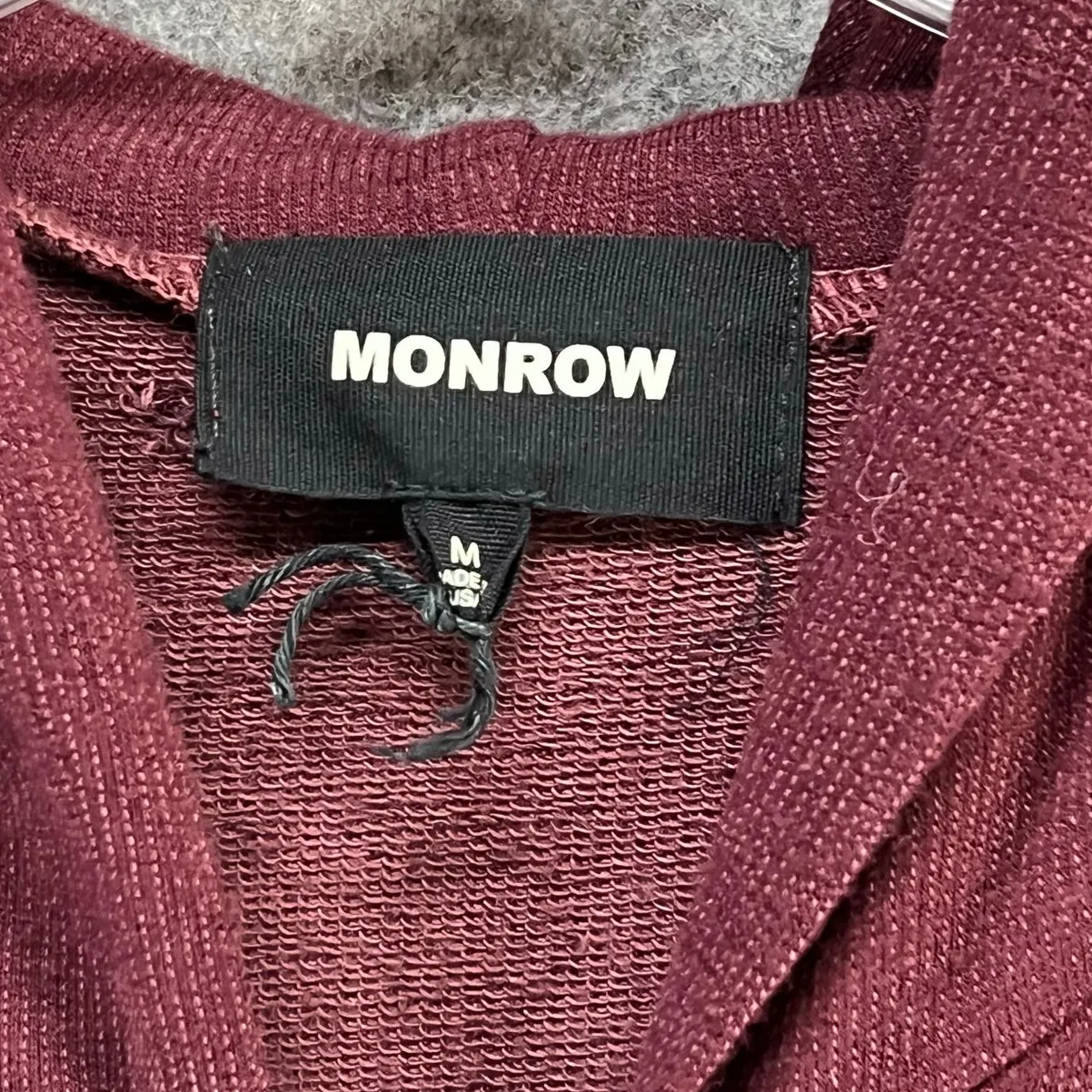 Monrow Supersoft Zip Up Hoody Womens M Maroon Red Hoodie Sweatshirt Full Zip Size M - Image 15