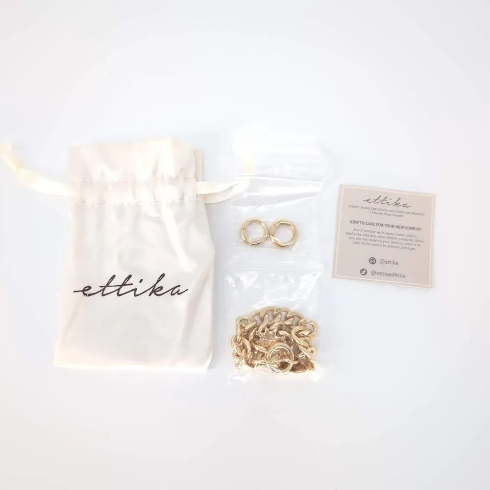 Ettika x Curateur New Starry Charms 18K Gold Plated Chain Link Bracelet - New - Image 9