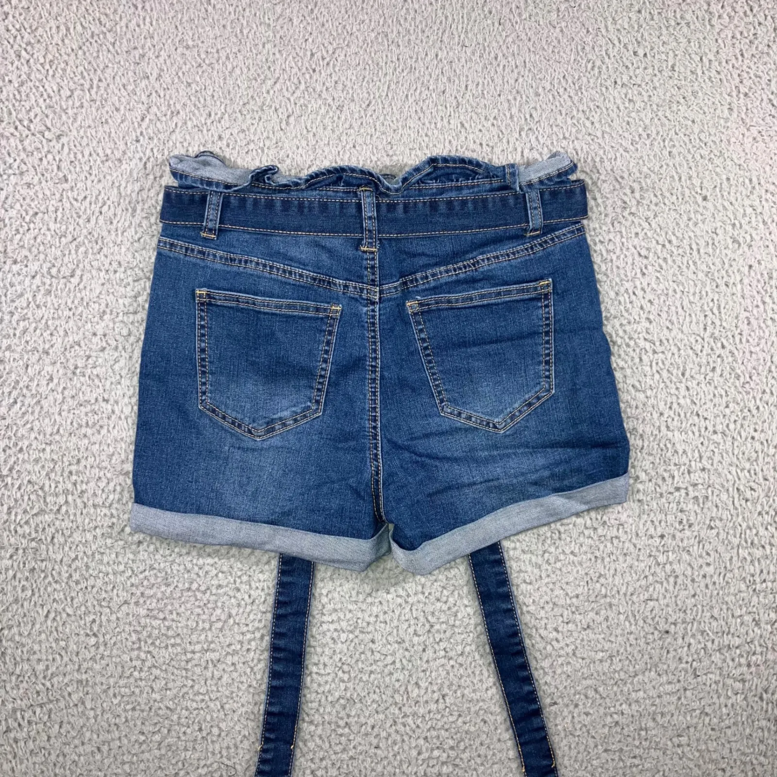 Paper Bag Tie Waist Shorts Women‎ Medium 27 Denim Cuffed Hem Boho Festival Chic - Image 13