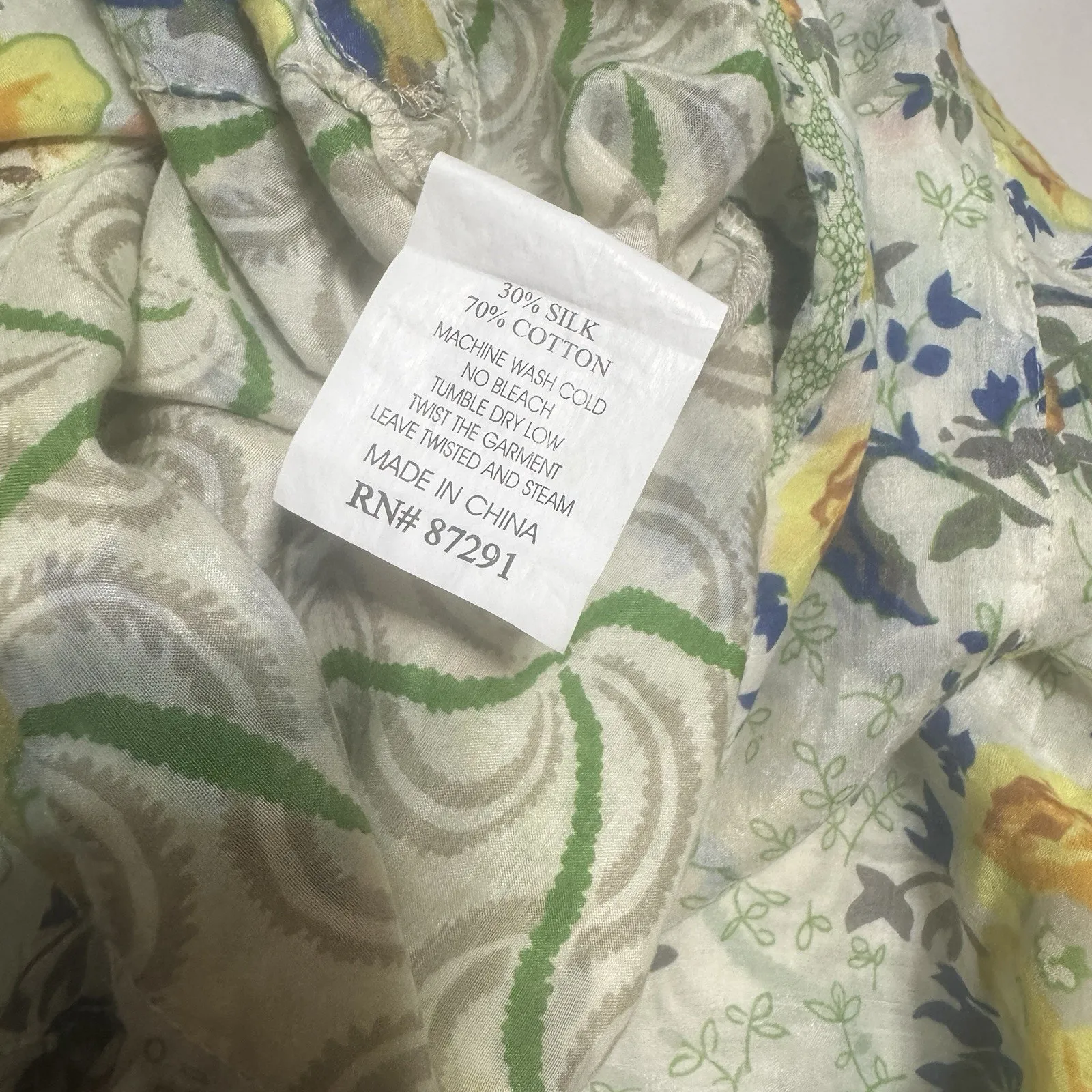 Johnny Was Yellowfield 8 Silk Blend Skirt Yellow Floral Sheer Pin-up L Romantic - Image 7