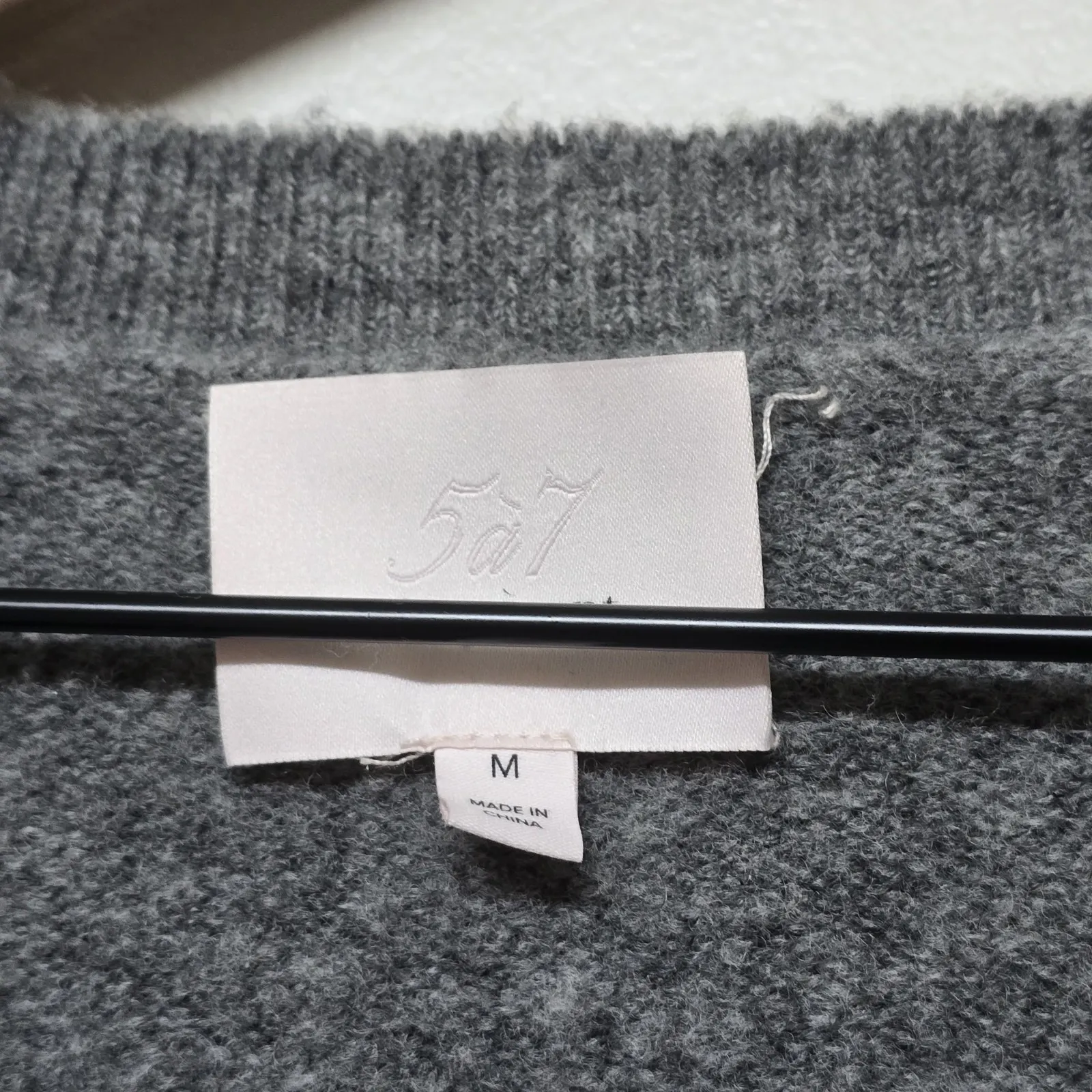 Cinq À Sept Atlas Lace Cinch‎ Sleeve Knit Cardigan Wool Blend Heather Gray Sz M - Image 4