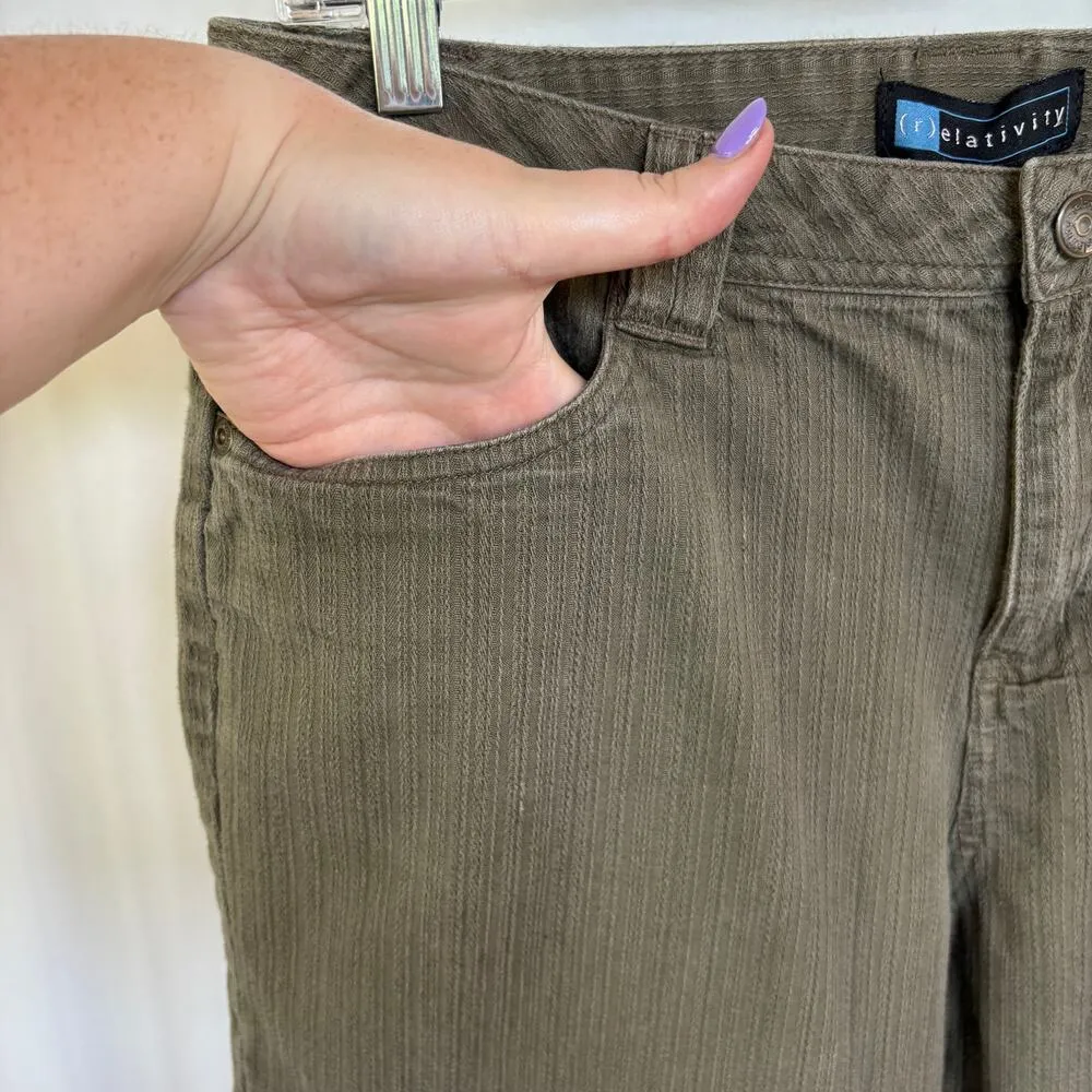 Y2K Cropped Low Rise Capri Pants Punk Textured Early 2000s Brown Short Size 12 - Image 6