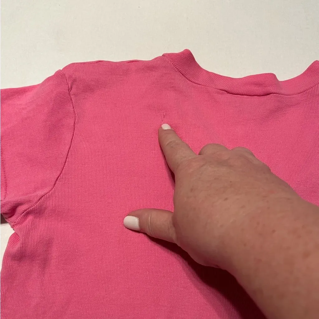 Michael Stars Womens ONE SIZE Barbie‎ Pink Fitted Short Sleeve Shirt *FLAWED* - Image 7