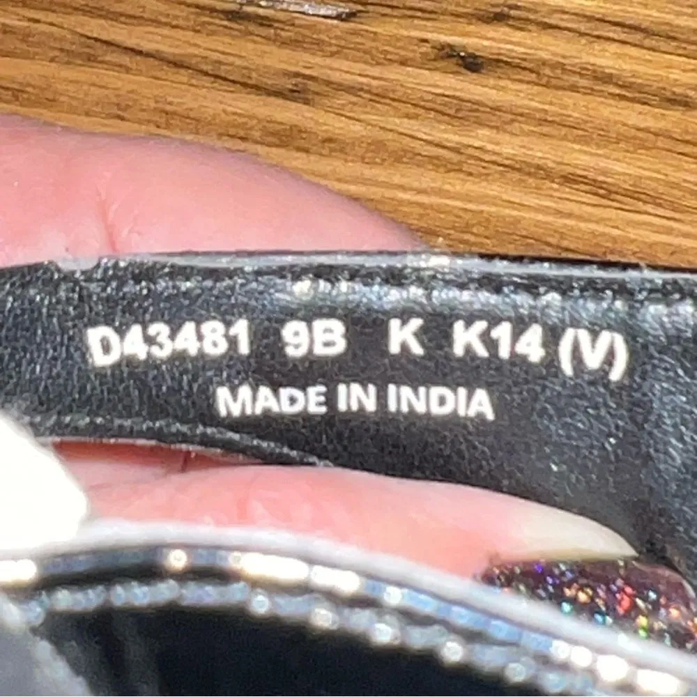 Cole Haan faux patent leather black and zebra print flip flops women’s 9B - Image 7