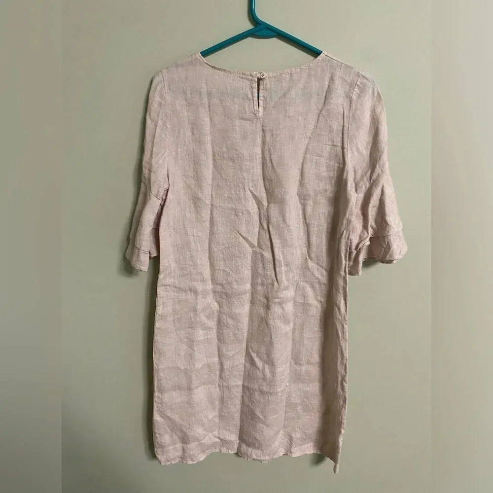 Francesca Bettini Italian Linen Shift Dress Size XS Tiered Bell Sleeves - Image 2