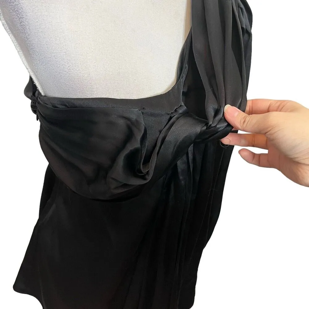 Sachin + Babi Pasa One Shoulder Silk Tassel Blouse Black Top Womens Size 6 - Image 7