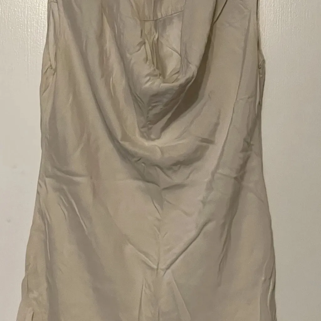 Drew Women Elegant White/Cream Sleeveless Silk Top Medium Cowl Neck - Image 2