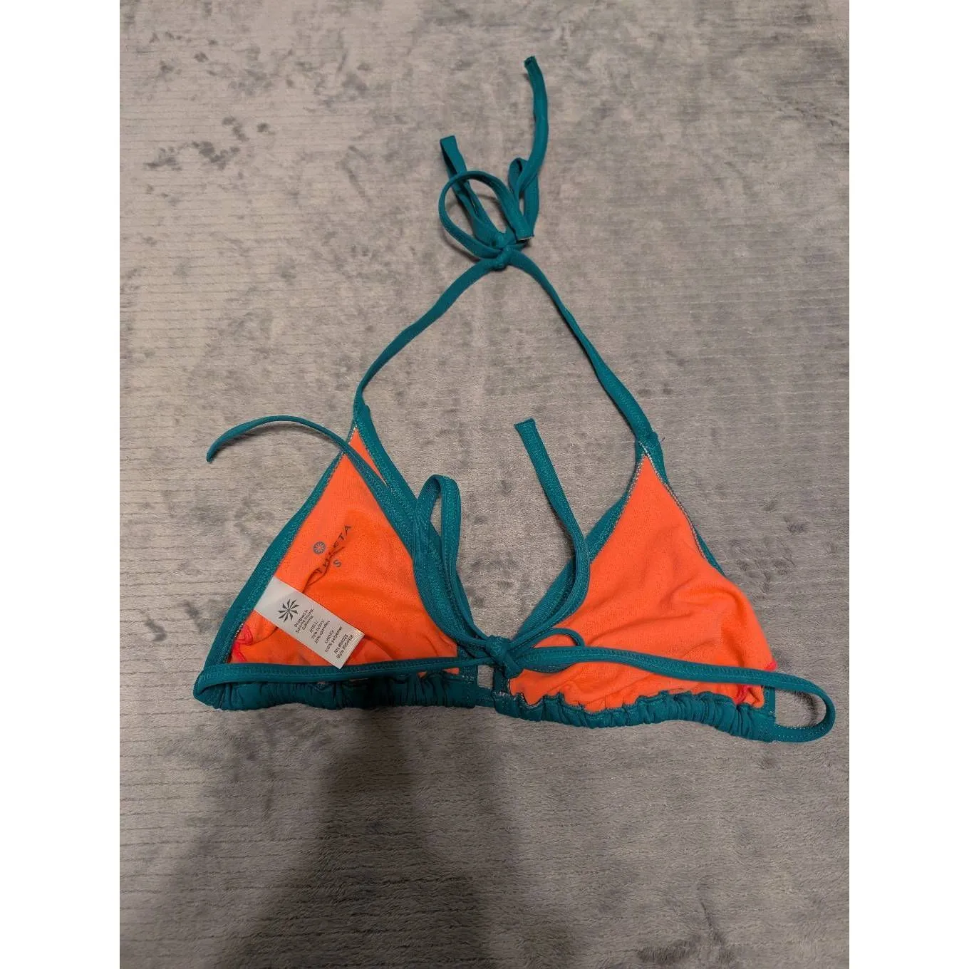 Athleta size S Teal Triangle String Bikini Top Swim Turquoise - Image 2