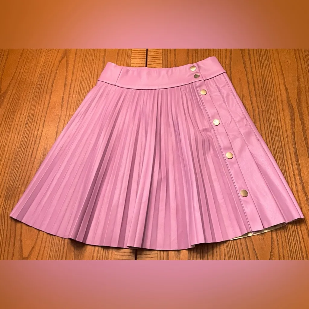 ZARA Lilac Vegan Faux Leather Pleated Mini Skirt Size XS Bloggers Fave RARE‎ - Image 9