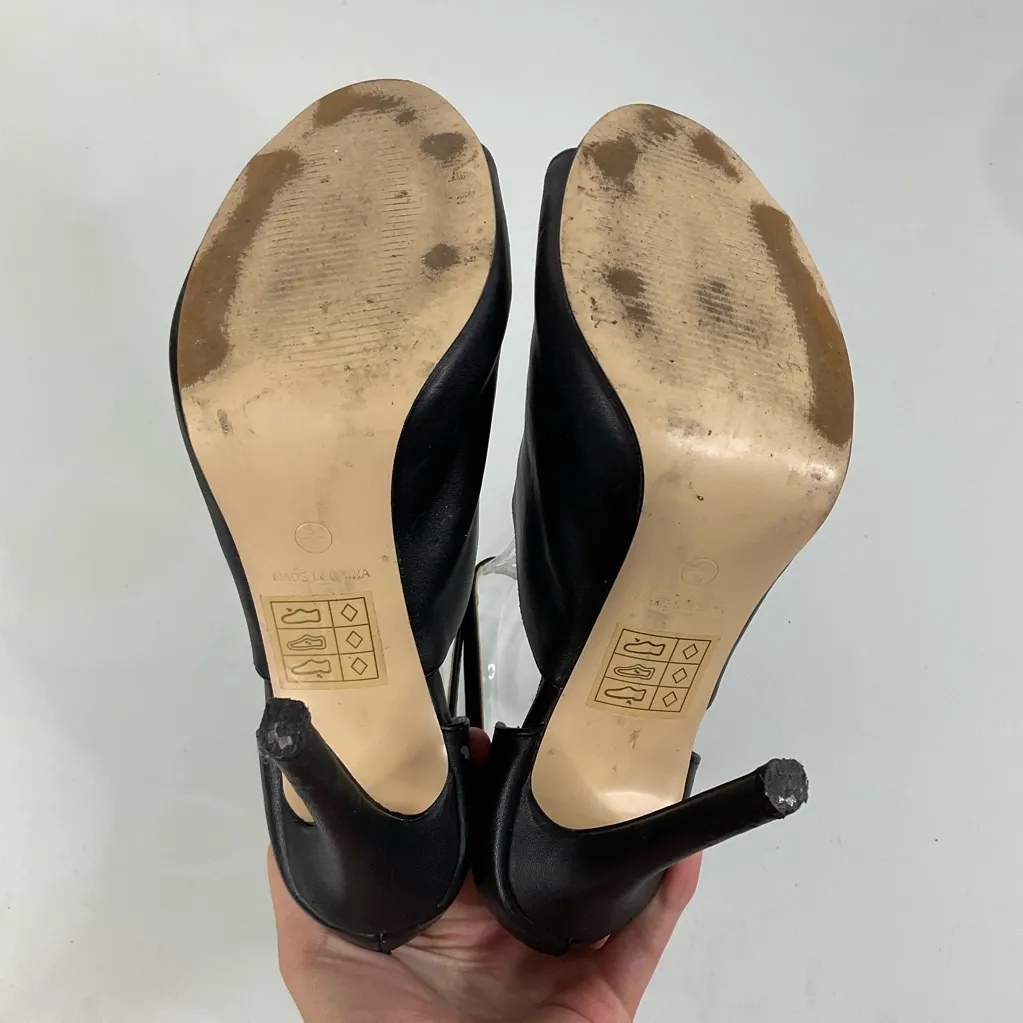 Truffle Collection Black Ankle Strap Peep Toe Heels Size 38 - Image 6