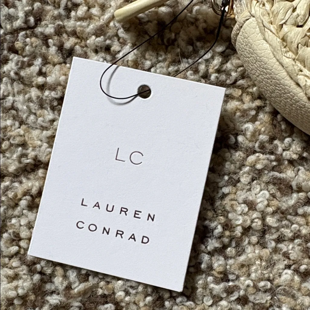 LC Lauren Conrad Beige Straw Coin Purse Cherry - Image 2