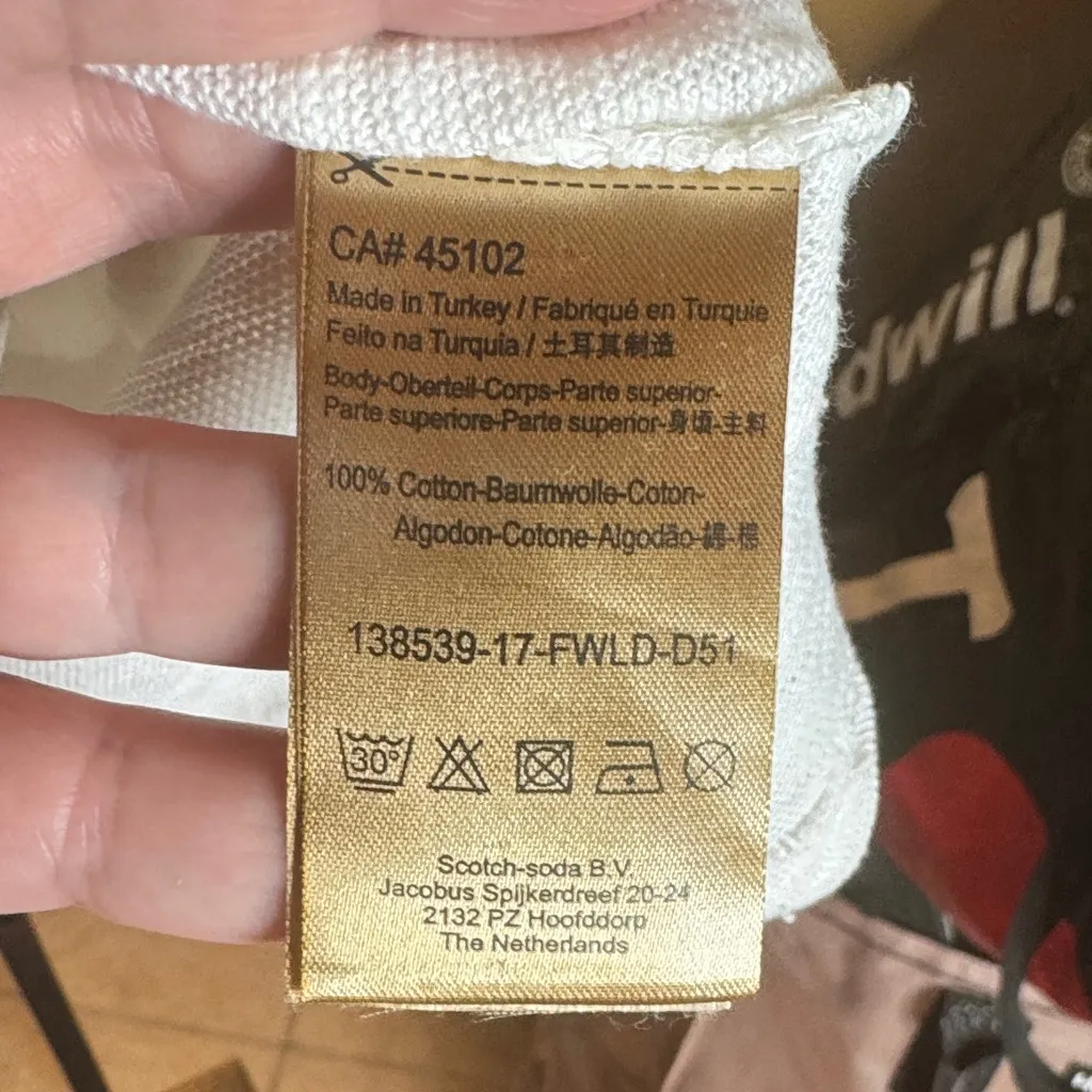 Scotch & Soda Home Alone Womens T-Shirt Top Ivory Short Sleeve Knit Size Large - Image 8