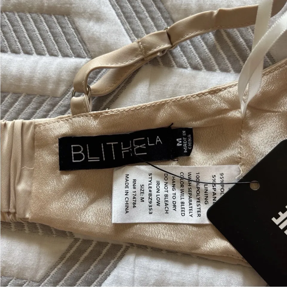 Blithe LA Womens Pearl Embellished Beige Underwire Bra Top Size Medium NWT - Image 5