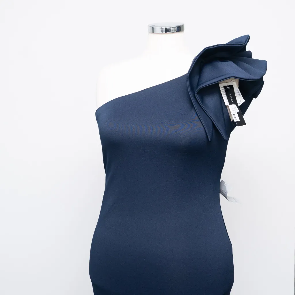 Betsy & Adam - "Daisy" Long Scuba Crepe One Shoulder Dress - Image 12