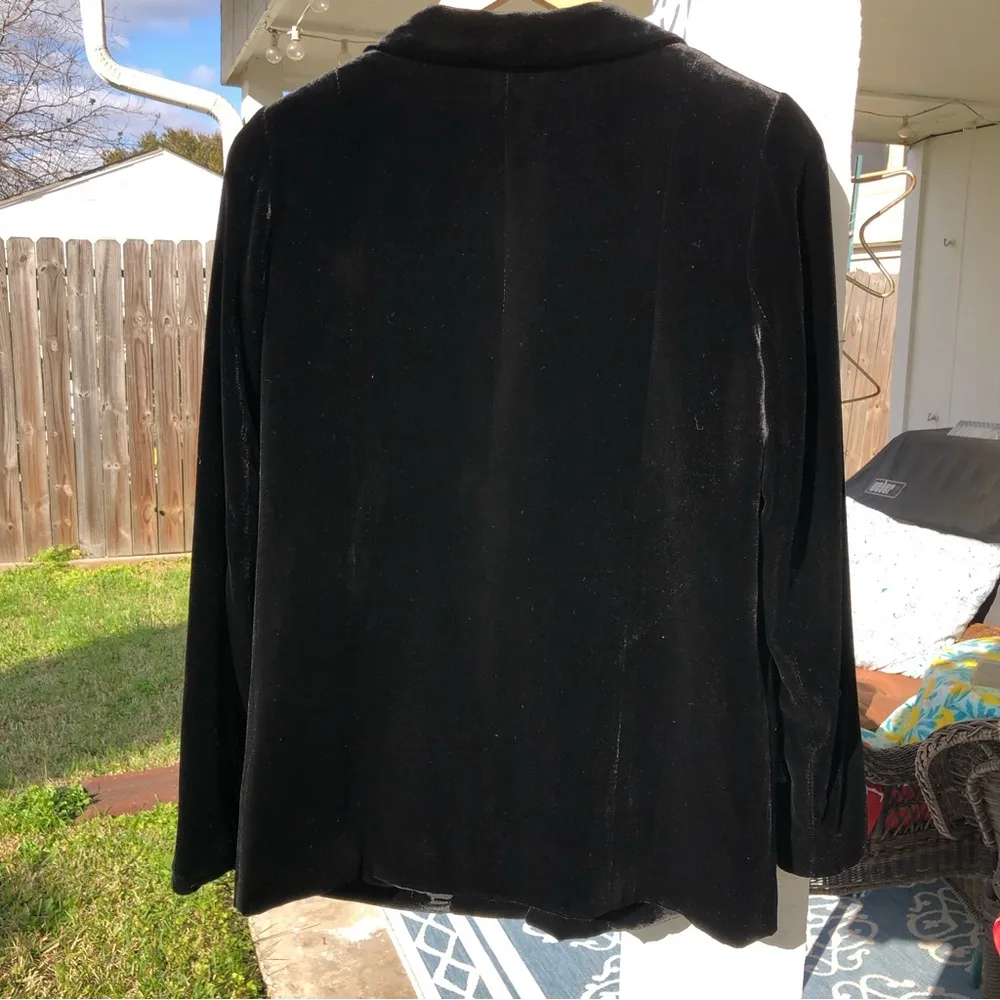 Drew Blazer M Black Silk Velvet Single Button Unstructured Blazer Party Jacket - Image 11