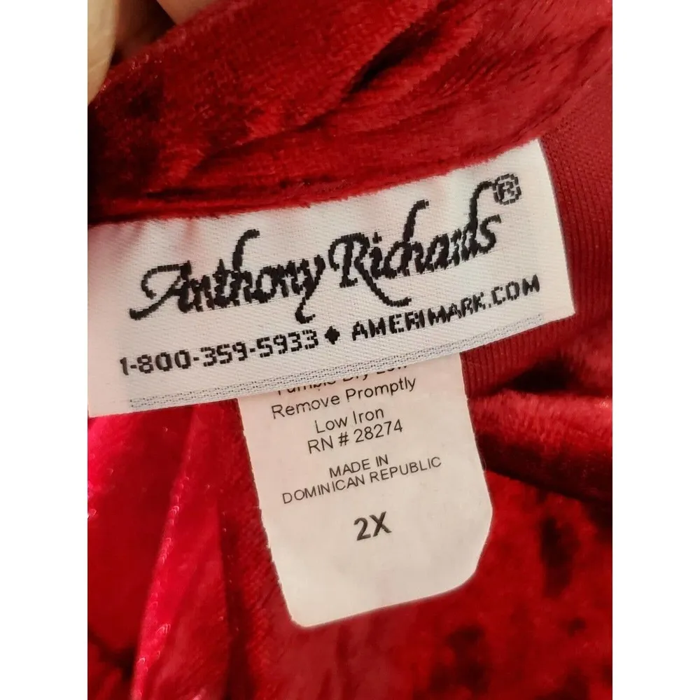 Vintage Anthony Richards Red Polyester Jacket & Trouser 2 Pc's Sleepwear 2X - Image 7