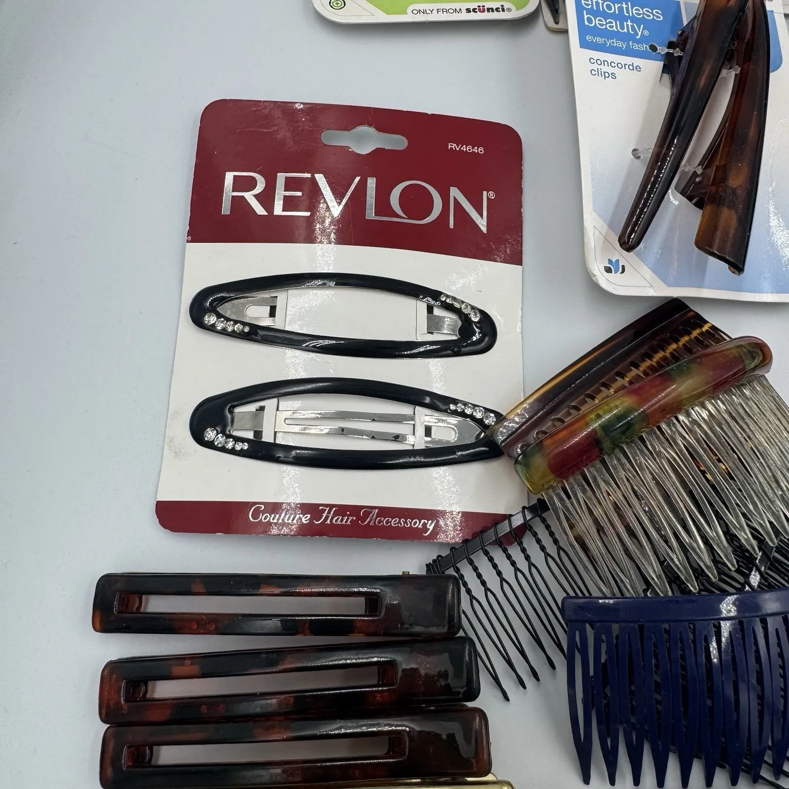 Y2K Lot Tortoise Shell Hair Accessories Silver Gold Plastic Goody Scuni Revlon - Image 8