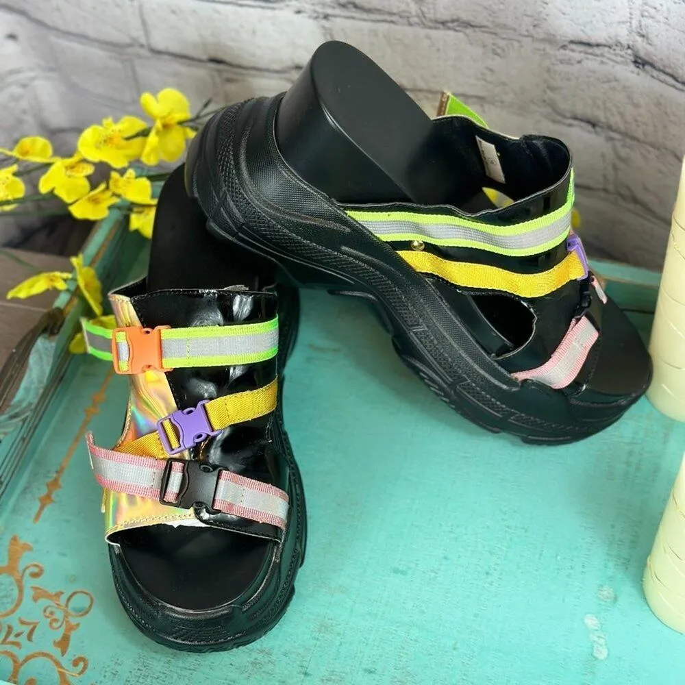 Wedge Chunky Open Toe Unique Sandals - Image 5