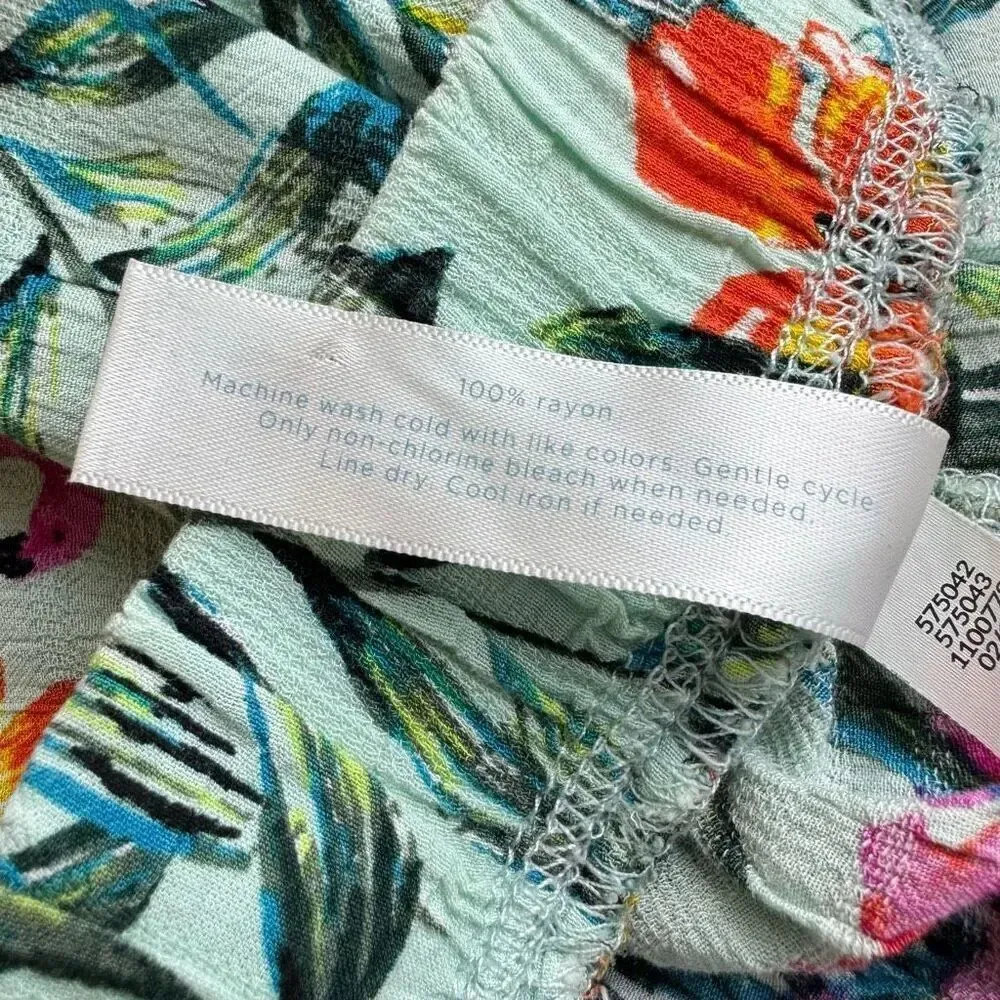 Swim by Cacique Tropical Flamingo Midi Skirt 18/20 Multicolor Floral Side Slits - Image 9