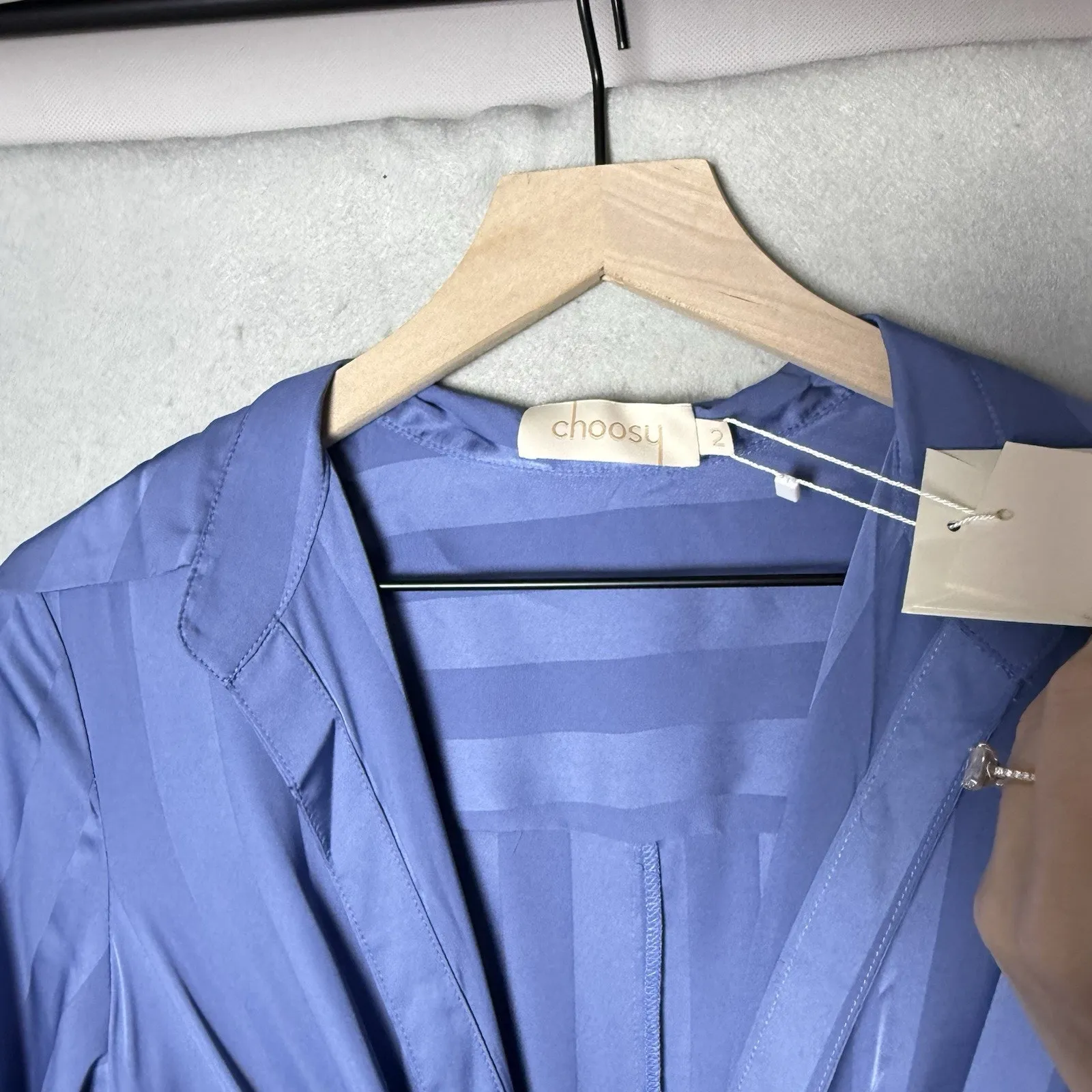 Choosy Lafayette Womens Blue Striped Jumpsuit Pockets Front Tie Comfort Size 2 - Image 6