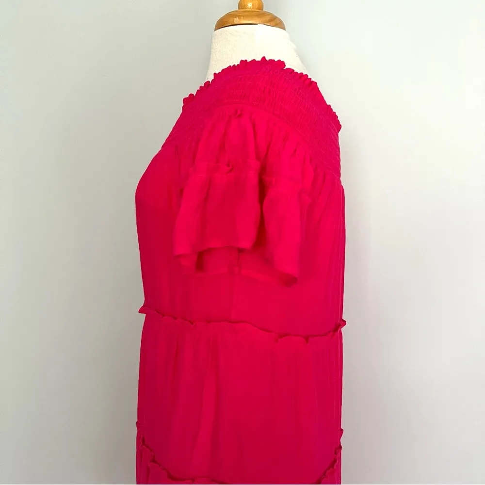 Jodifl Hot Pink Bohemian Flowy Off the Shoulder Maxi Dress Size M - Image 5