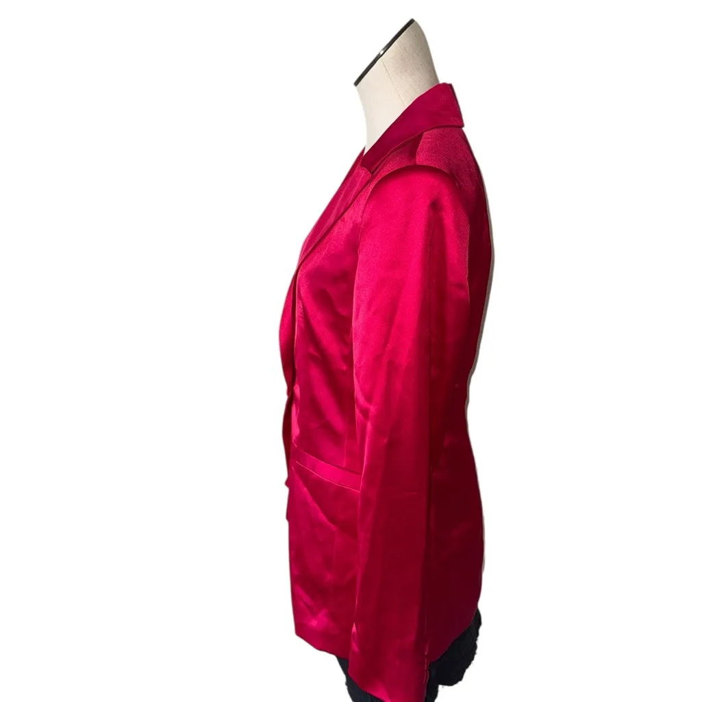 NWOT Inc International Concept Satin Red / Pink Shoulder Pad Blazer Relax Fit S - Image 3