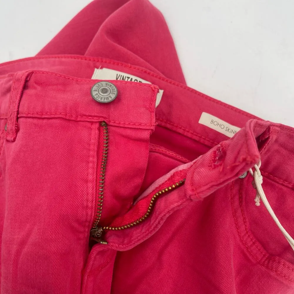 VINTAGE AMERICA BLUES Jeans Size 6R/28 Missy Stretch Skinny Red/Pink Zipper NWT Red - Image 6