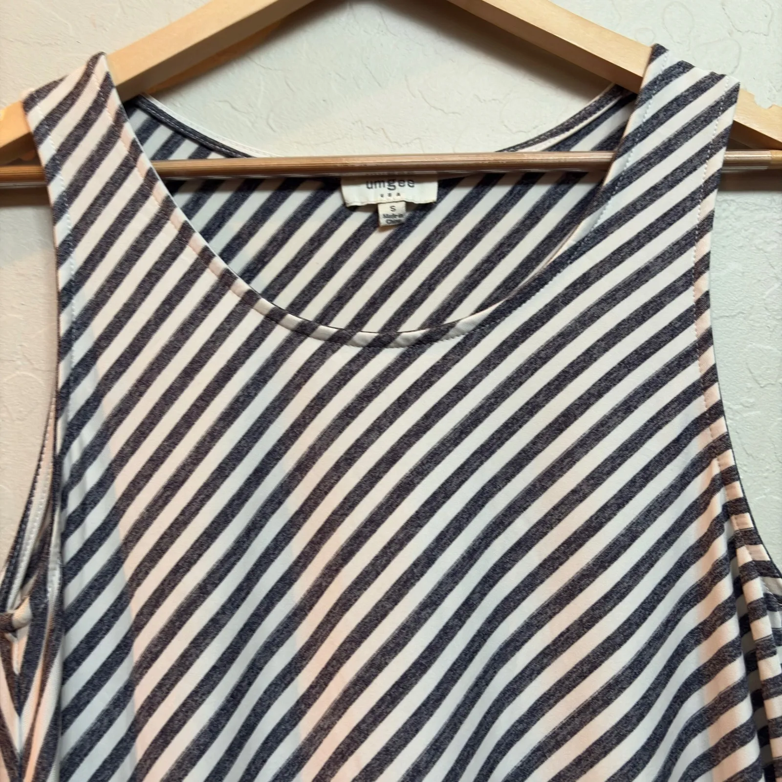 Umgee Striped Tassel‎ Tank Top Tunic Sleeveless Casual Summer Beach Cover Up S - Image 3