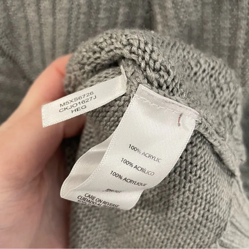 Calvin Klein Cowl Neck Gray Rib Knit Sweater Women’s Size M - Image 4