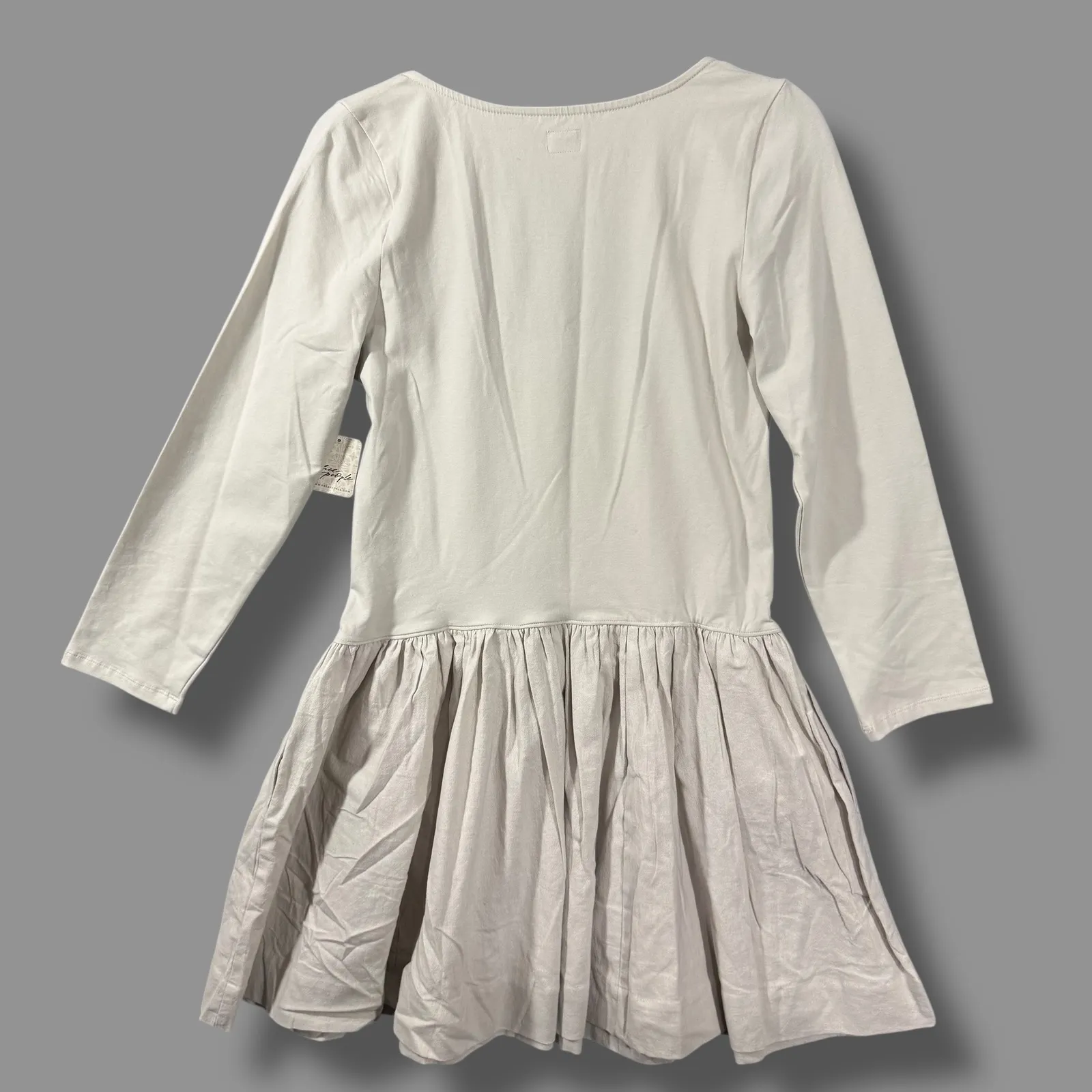 Free People Onda Drop Waist Long Sleeve Mini Dress Neutral L - Image 9