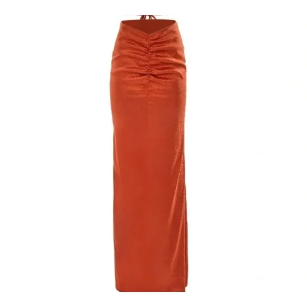 Alamour the Label Amelia Maxi Skirt in Rust Orange - Image 10