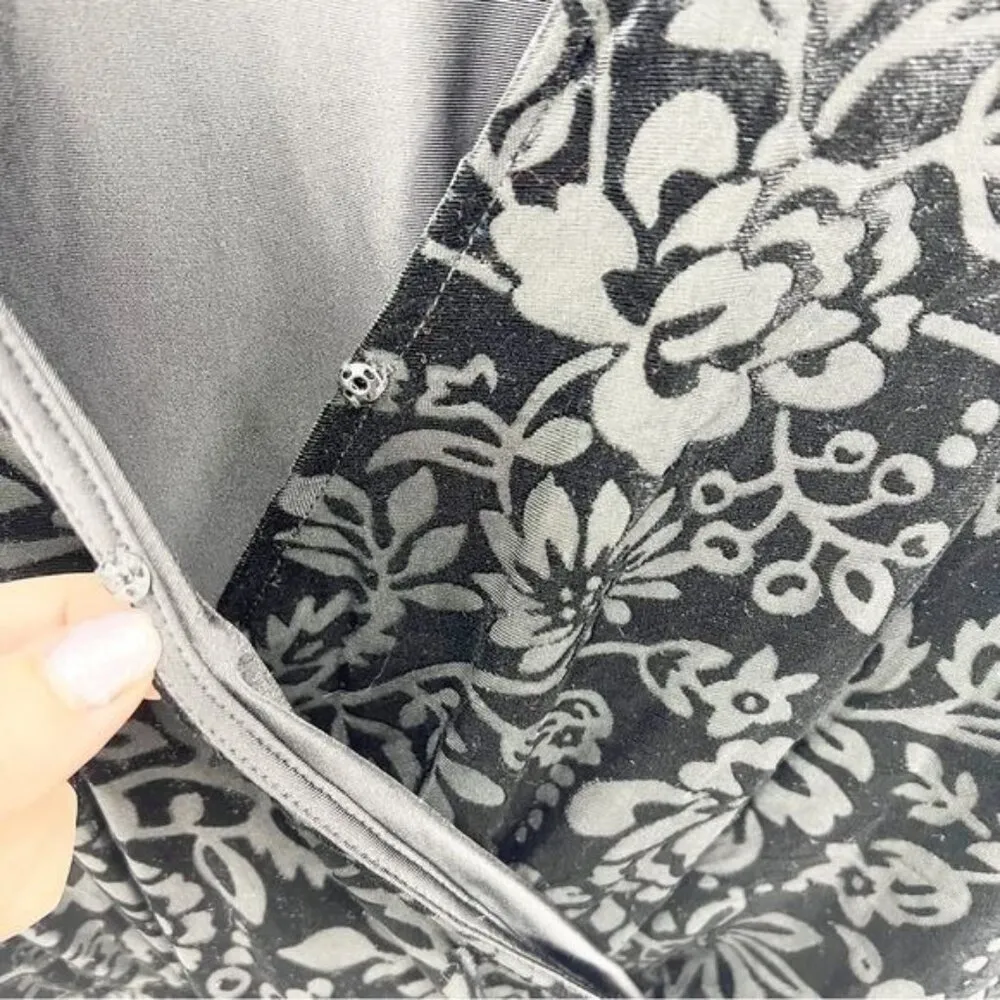 Saylor Black Velvet Burnout Romper Floral Belted Long Sleeve Anthropologie XS - Image 7