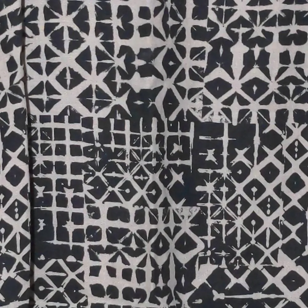 Garnet Hill Linen Fringe Hem A-Line Dress Black Beige Geometric Jewel Neck 6 - Image 2