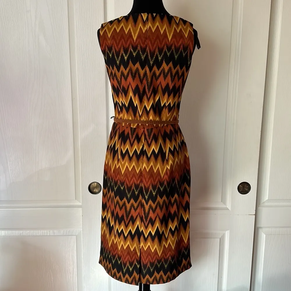 DRESS BARN CHEVRON PRINT SHEATH BUSINESS HIGH NECK TIGHT DRESS - Image 4