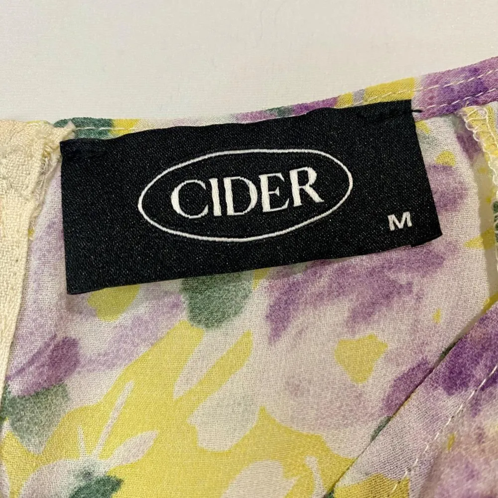 Cider Women’s Corset Tank Top Yellow Purple Floral Size Medium EUC - Image 3