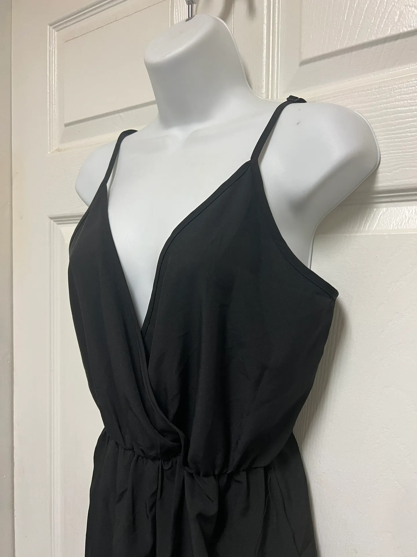 SheIn VCAY Surplice Neck Eyelet Lace Hem Slip Romper - Image 4