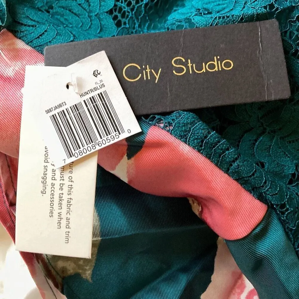 City Studio Floral Fit and Flare Cocktail Party‎ Dress Size 1 (Juniors) (M2) NWT Green - Image 13